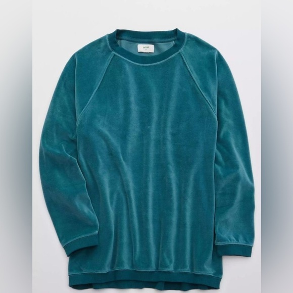 aerie Tops - Aerie Real Obsessed Velour Oversized Crewneck